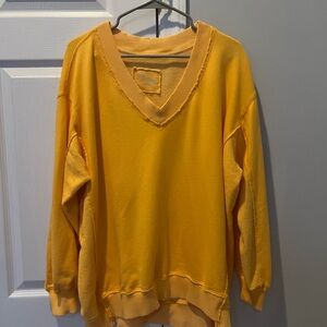 Aerie Yellow V-Neck Sweater Relaxed Fit